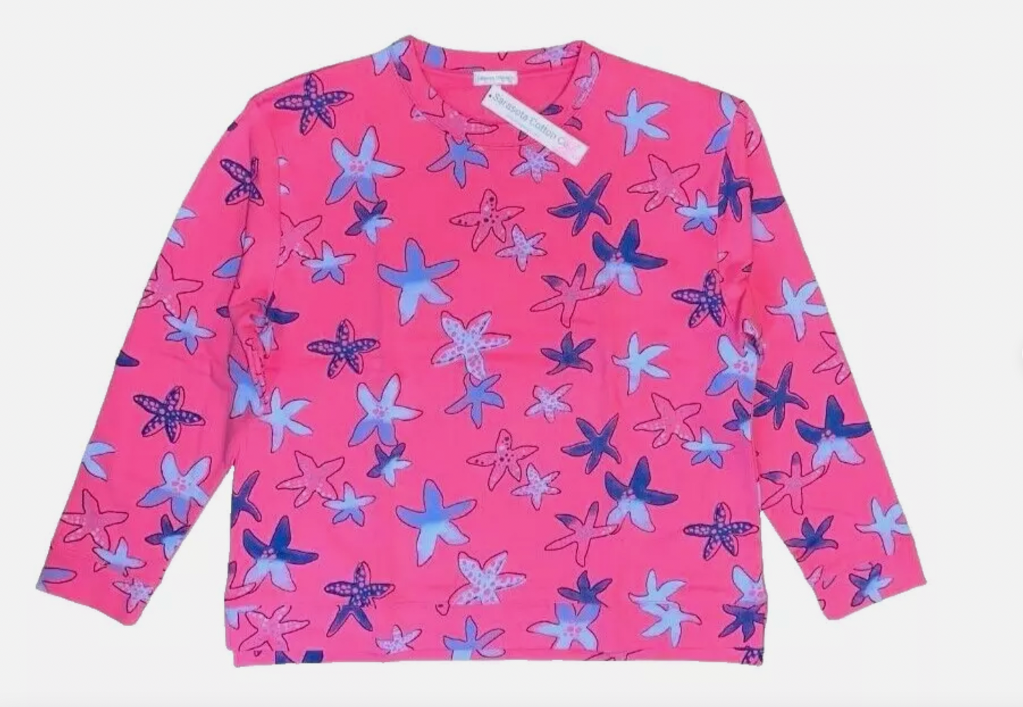 Sarasota Cotton Pink Starfish Siesta Key French Terry Pullover Sweatshirt NWT 3X