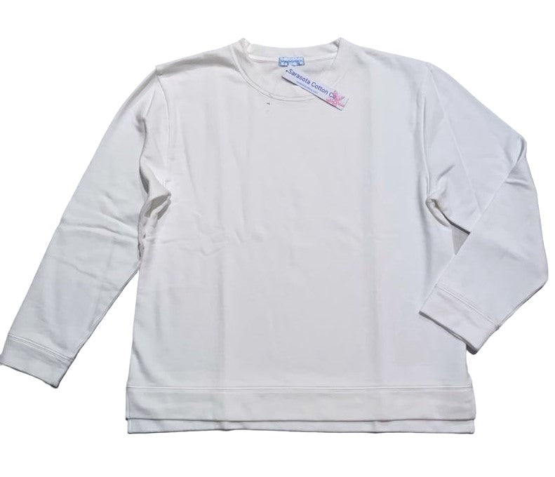 Sarasota Cotton 1X White Siesta Key French Terry Pullover Sweatshirt